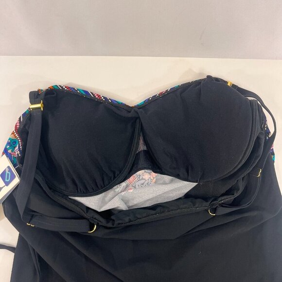 Christina Swimwear Tankini Bathing Suit Top Women Plus 3XD Black Floral Long NWT - Picture 5 of 10